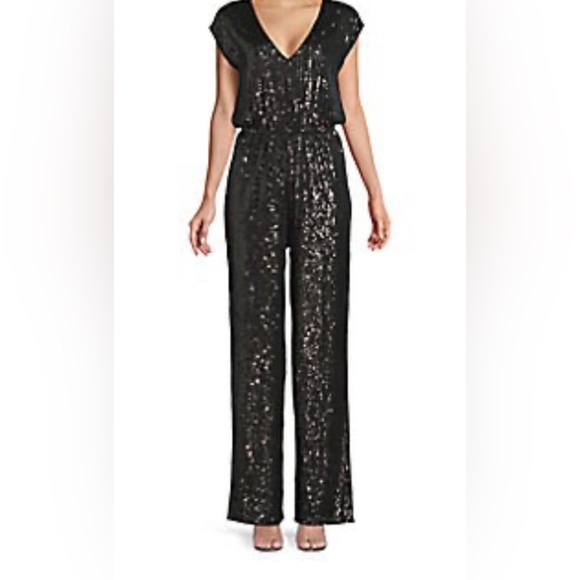 BCBGMaxAzria Pants - NWT BCBGMAXAZRIA Black Sequin Jumpsuit - Size Medium - Holiday Party Jumpsuit